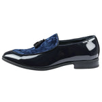 Herr Slip-On Tassel Velvet Detaljerad Lack Marinblå Loafers