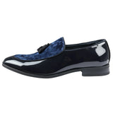 Herr Slip-On Tassel Velvet Detaljerad Lack Marinblå Loafers