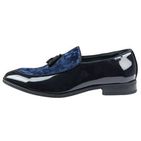 Herr Slip-On Tassel Velvet Detaljerad Lack Marinblå Loafers