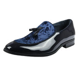 Herr Slip-On Tassel Velvet Detaljerad Lack Marinblå Loafers