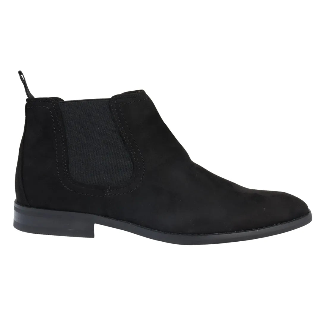 Svarta slip-on-stövlar med foder i mocka och läder för män
