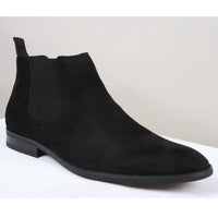 Svarta slip-on-stövlar med foder i mocka och läder för män