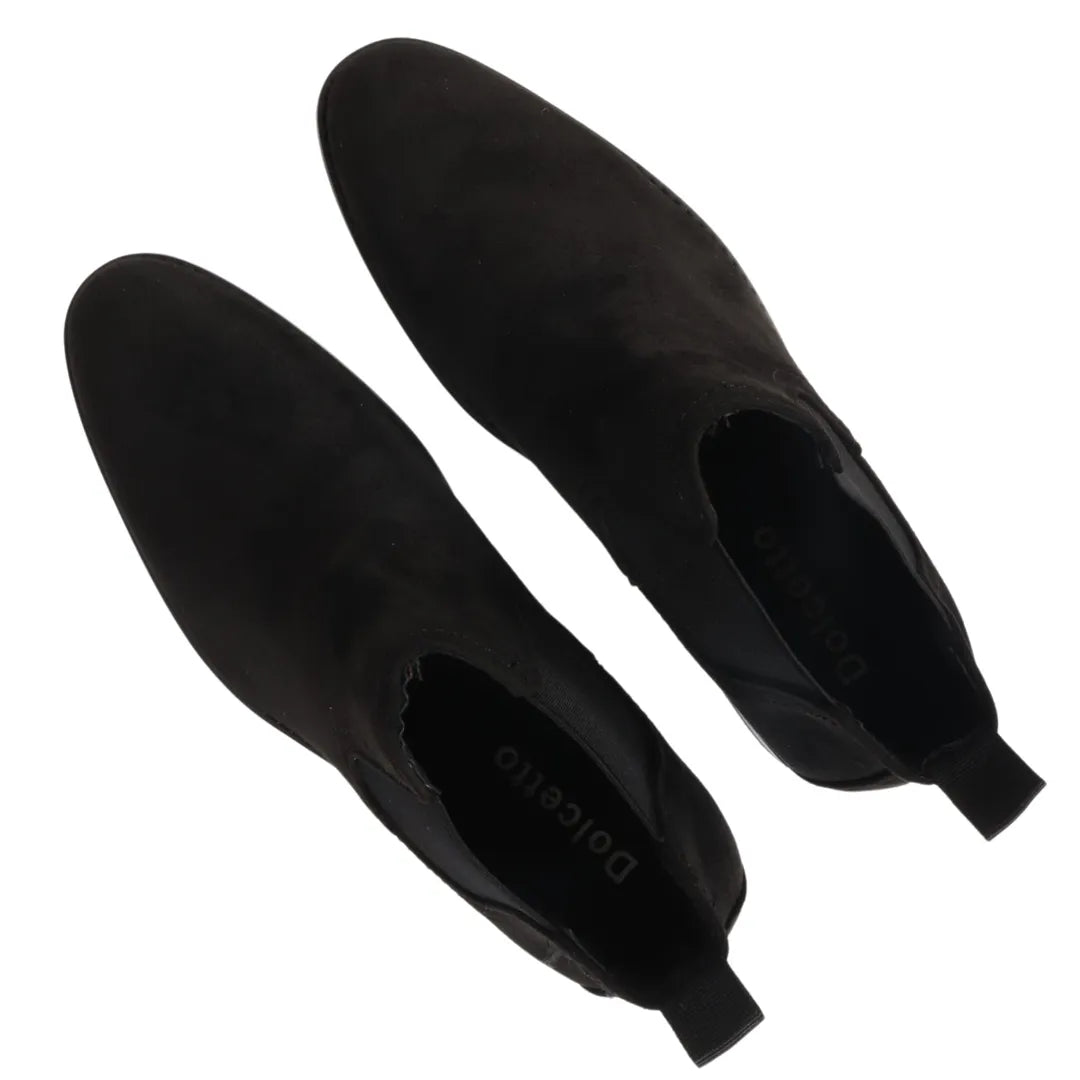 Svarta slip-on-stövlar med foder i mocka och läder för män