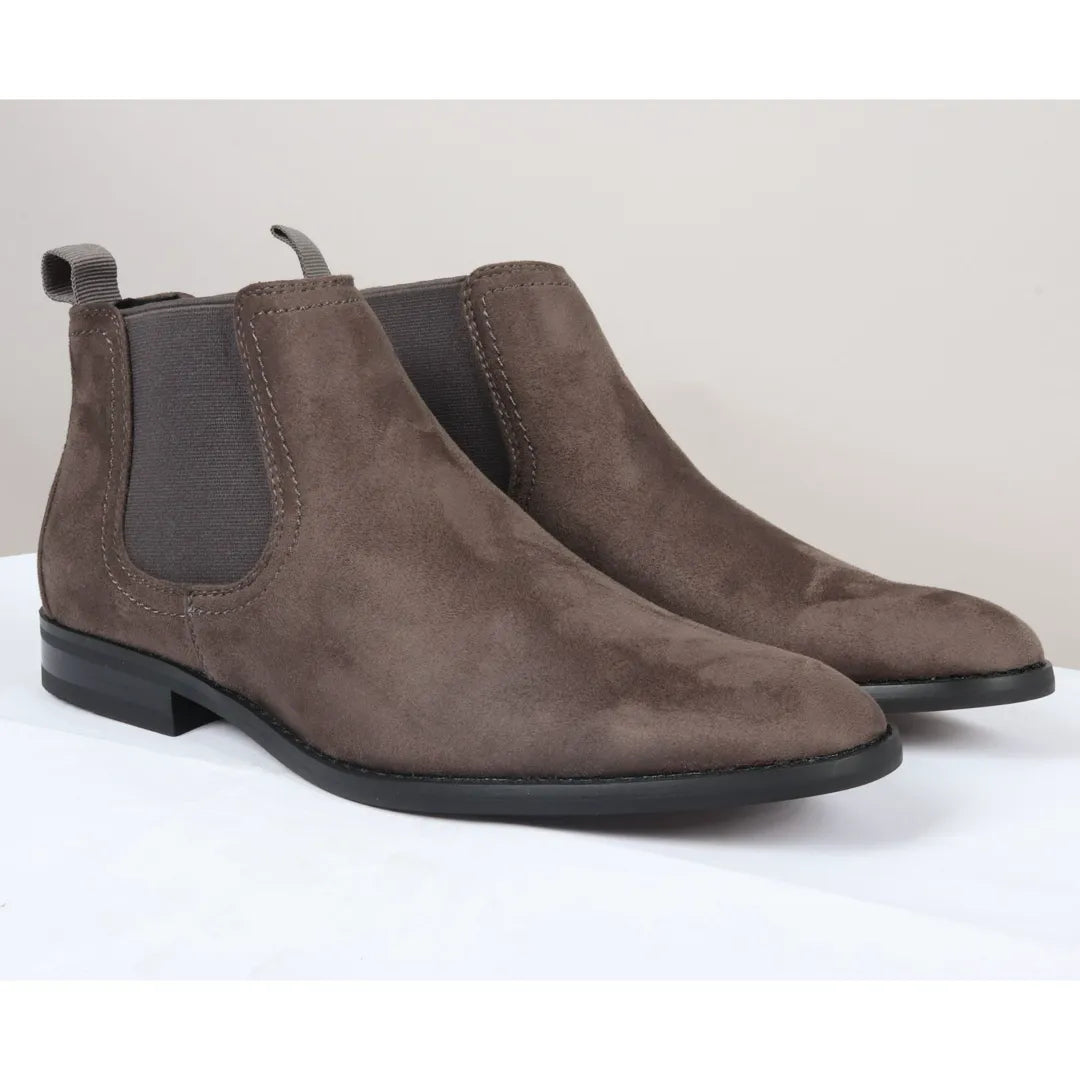 Herr slip-on grå mockafodrade chelseaboots