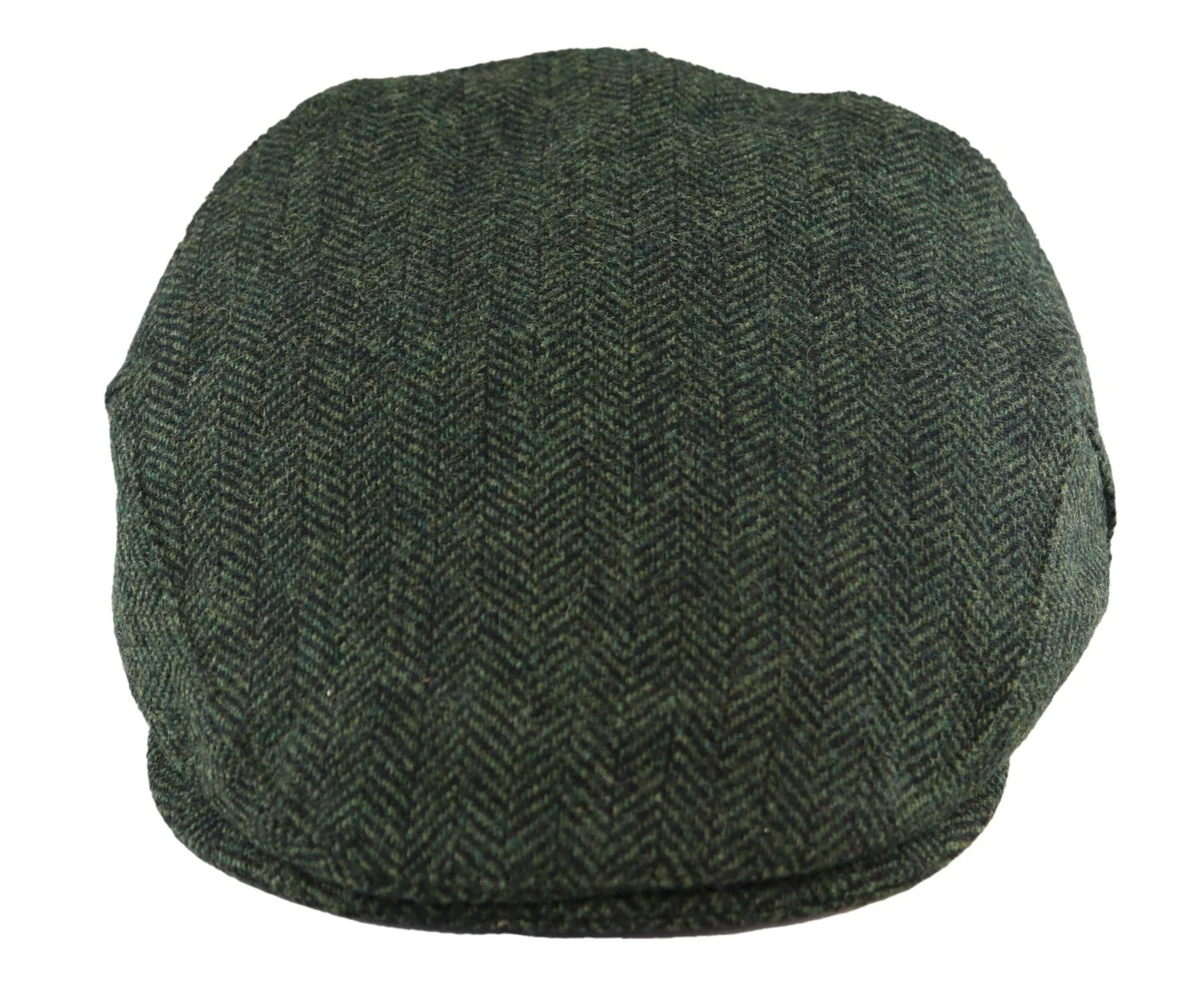 Herrkeps i ull, fiskbensmönstrad, olivgrön, tweed, klassisk 1920-talsmodell, unisex, Del Boy