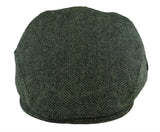 Herrkeps i ull, fiskbensmönstrad, olivgrön, tweed, klassisk 1920-talsmodell, unisex, Del Boy
