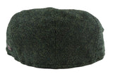 Herrkeps i ull, fiskbensmönstrad, olivgrön, tweed, klassisk 1920-talsmodell, unisex, Del Boy
