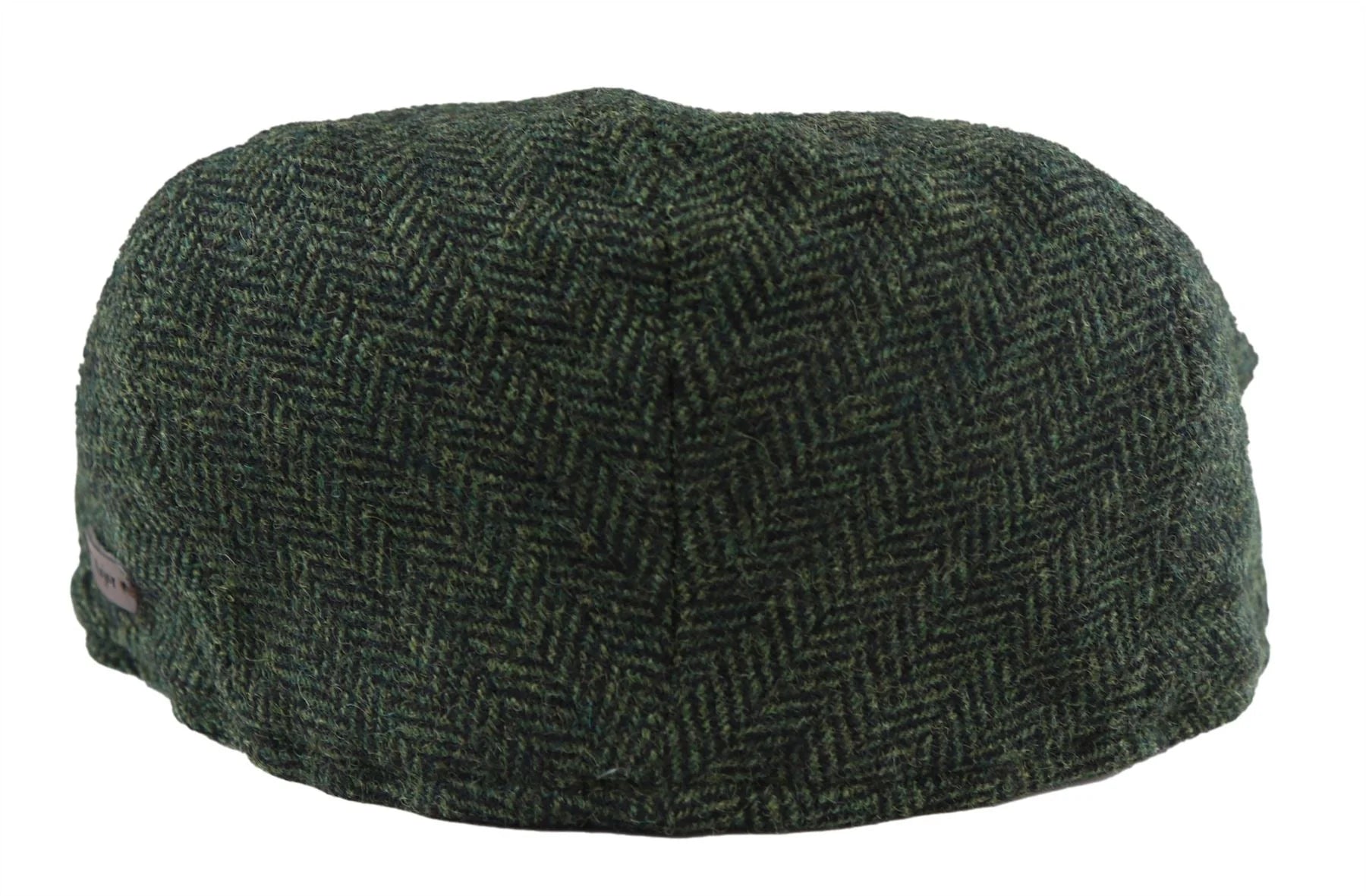 Herrkeps i ull, fiskbensmönstrad, olivgrön, tweed, klassisk 1920-talsmodell, unisex, Del Boy