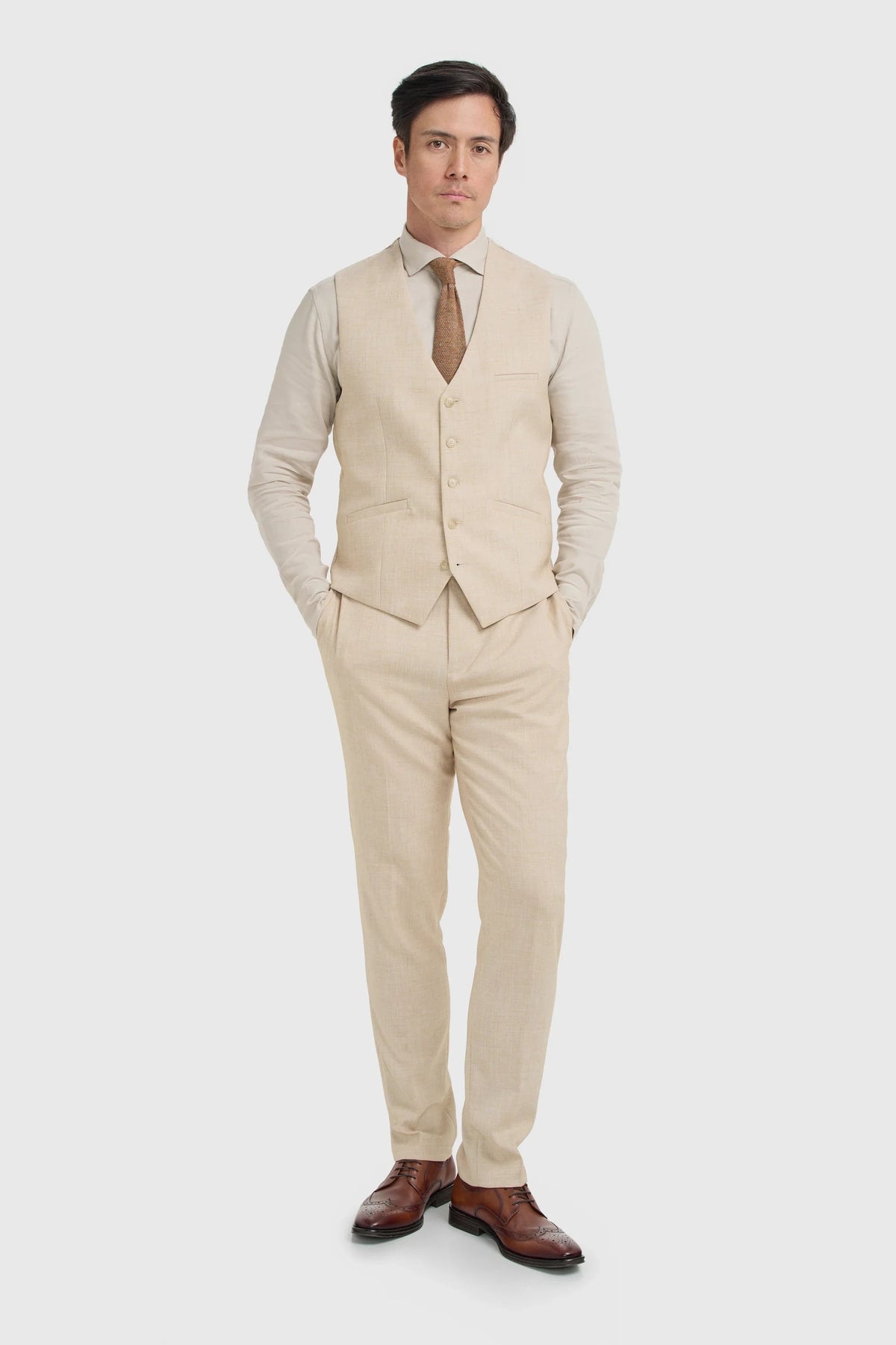 Malibu - Beige texturerad väst för män