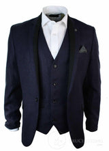 Herr Violett Fiskbensmönstrad Tweed Vintage Slim Fit Kavaj Svart Kant Smart Casual-Lila