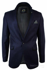 Herr Violett Fiskbensmönstrad Tweed Vintage Slim Fit Kavaj Svart Kant Smart Casual-Lila