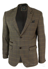 Herrrutig Vintage Fiskbensmönstrad Tweed Grå Antracitgrå Kavaj Figurnära - Ek