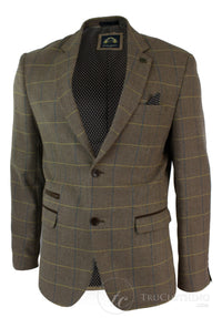 Herrrutig Vintage Fiskbensmönstrad Tweed Grå Antracitgrå Kavaj Figurnära - Ek