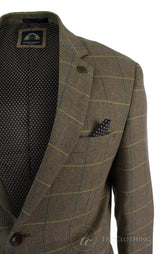 Herrrutig Vintage Fiskbensmönstrad Tweed Grå Antracitgrå Kavaj Figurnära - Ek