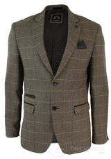 Herrrutig Vintage Fiskbensmönstrad Tweed Grå Antracitgrå Kavaj Figurnära - Ek