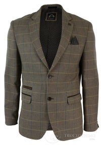 Herrrutig Vintage Fiskbensmönstrad Tweed Grå Antracitgrå Kavaj Figurnära - Ek