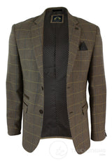 Herrrutig Vintage Fiskbensmönstrad Tweed Grå Antracitgrå Kavaj Figurnära - Ek