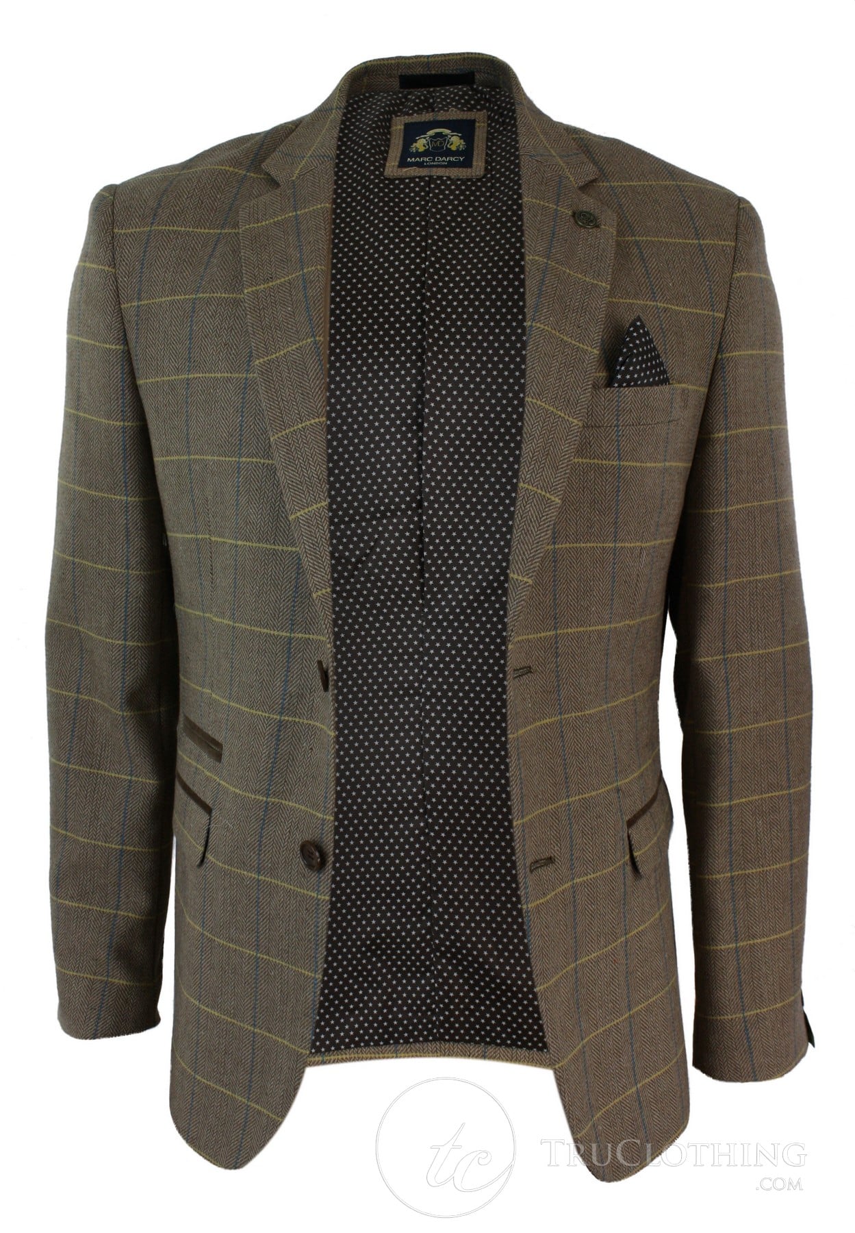 Herrrutig Vintage Fiskbensmönstrad Tweed Grå Antracitgrå Kavaj Figurnära - Ek