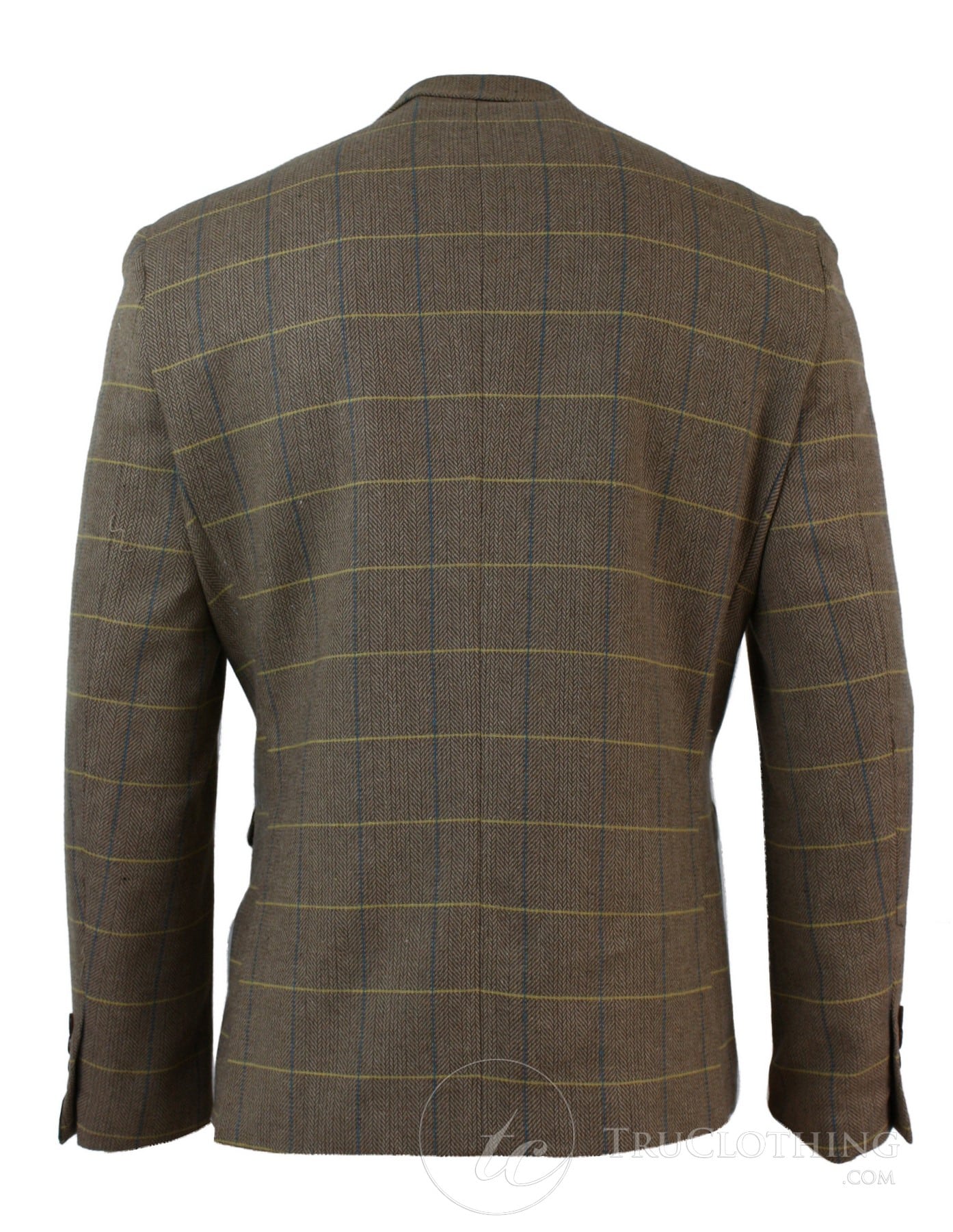 Herrrutig Vintage Fiskbensmönstrad Tweed Grå Antracitgrå Kavaj Figurnära - Ek