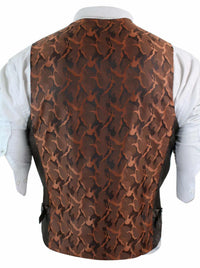 Herr Dubbelknäppt Filtväst i Tweed, Vintage Retro Klassisk, Slim Fit, Fiskbensmönstrad - Melton DBC Brun