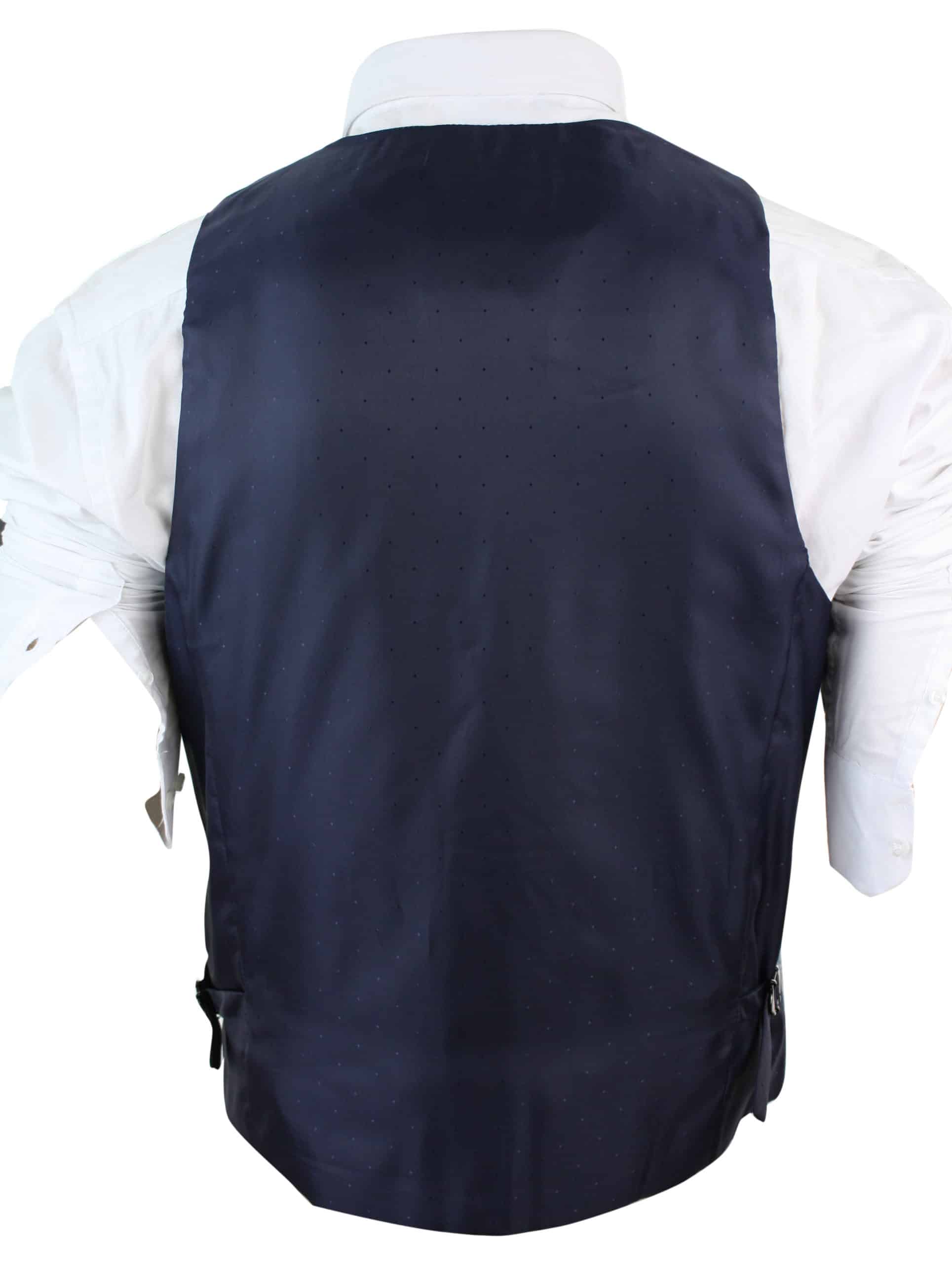 Herr Grå Blå Fiskbensmönstrad Tweed Slim Fit Grov Väst Kavaj Smart Casual