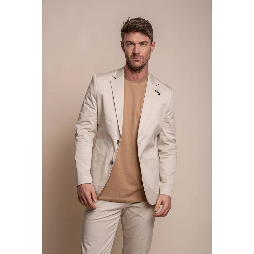 Mario - Herr Sommar Beige Slim Fit Kavaj