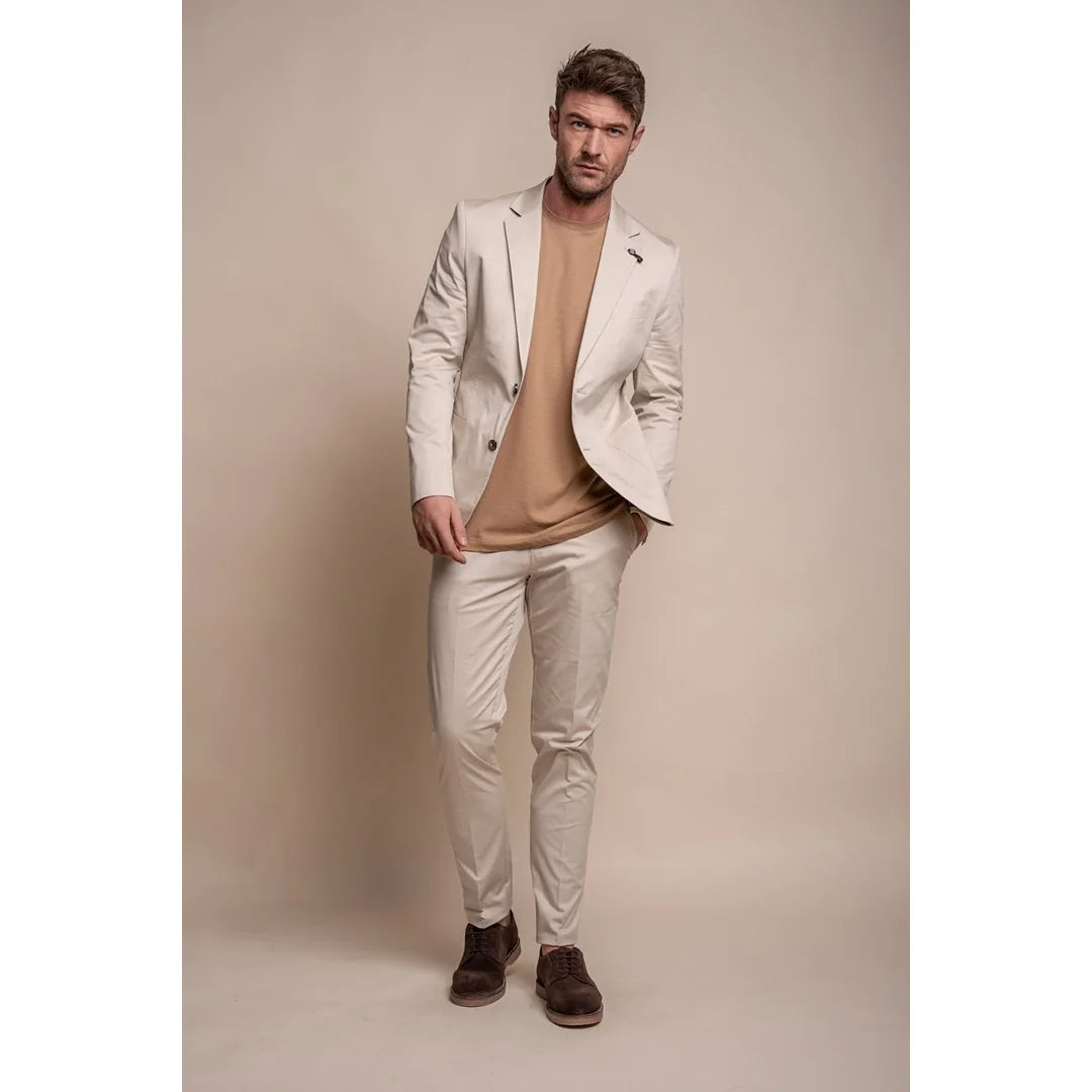 Mario - Herr Sommar Beige Slim Fit Kavaj