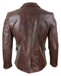 Herr Slim Fit Brun Läderkavaj