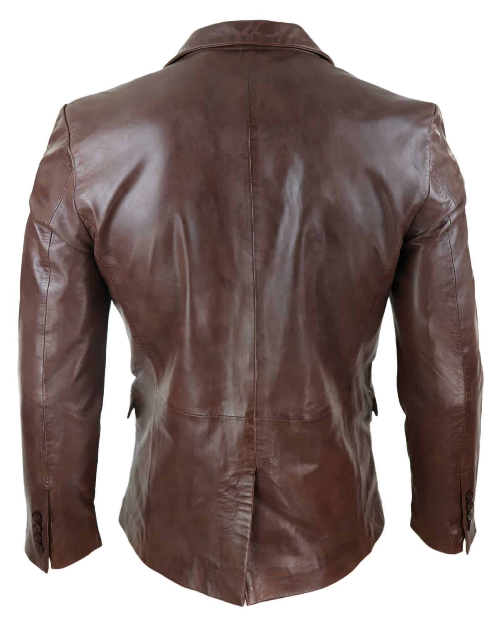 Herr Slim Fit Brun Läderkavaj