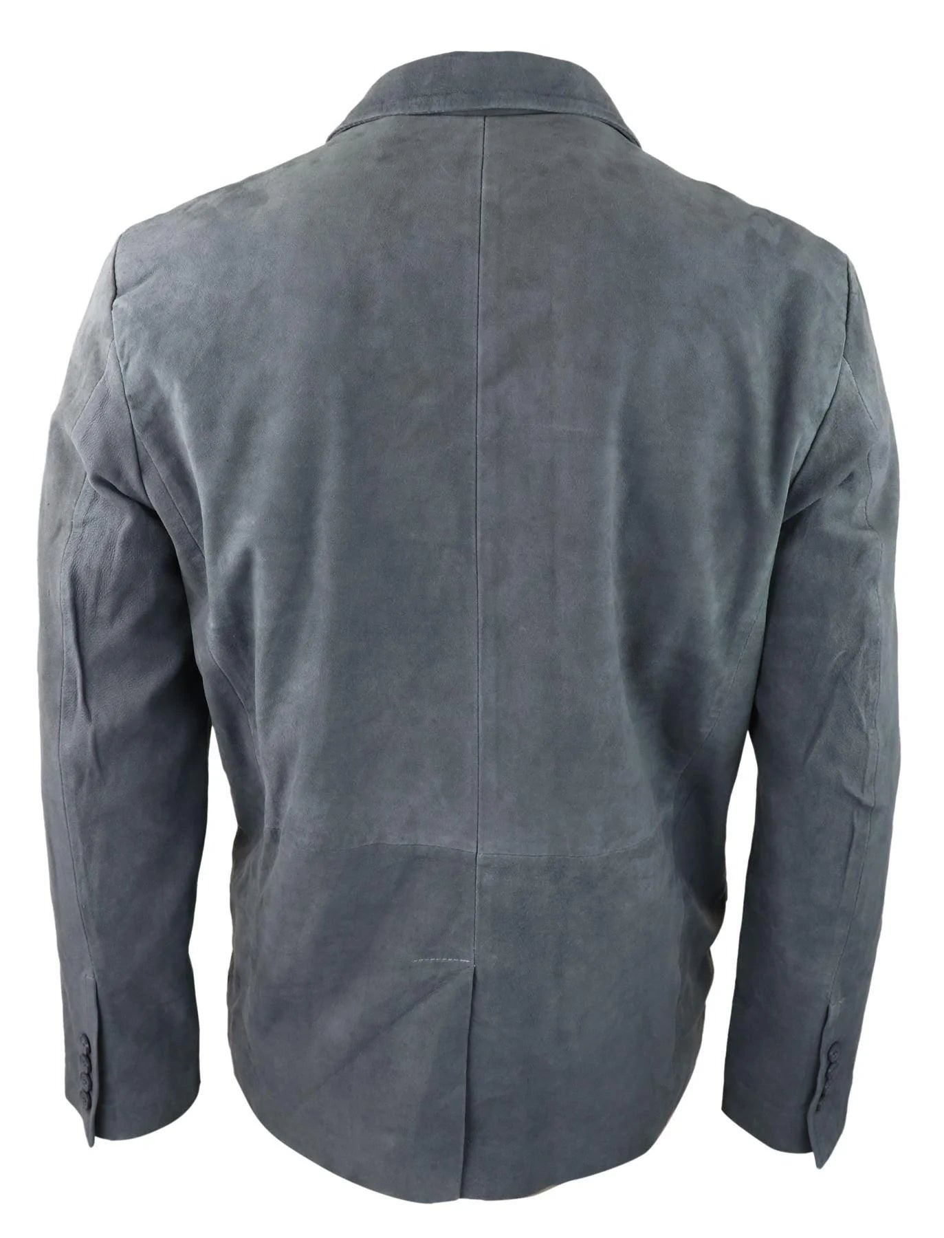 Herr Äkta Mocka Kavaj Stil Läder Herr Klassisk Vintage Smart Casual Grå