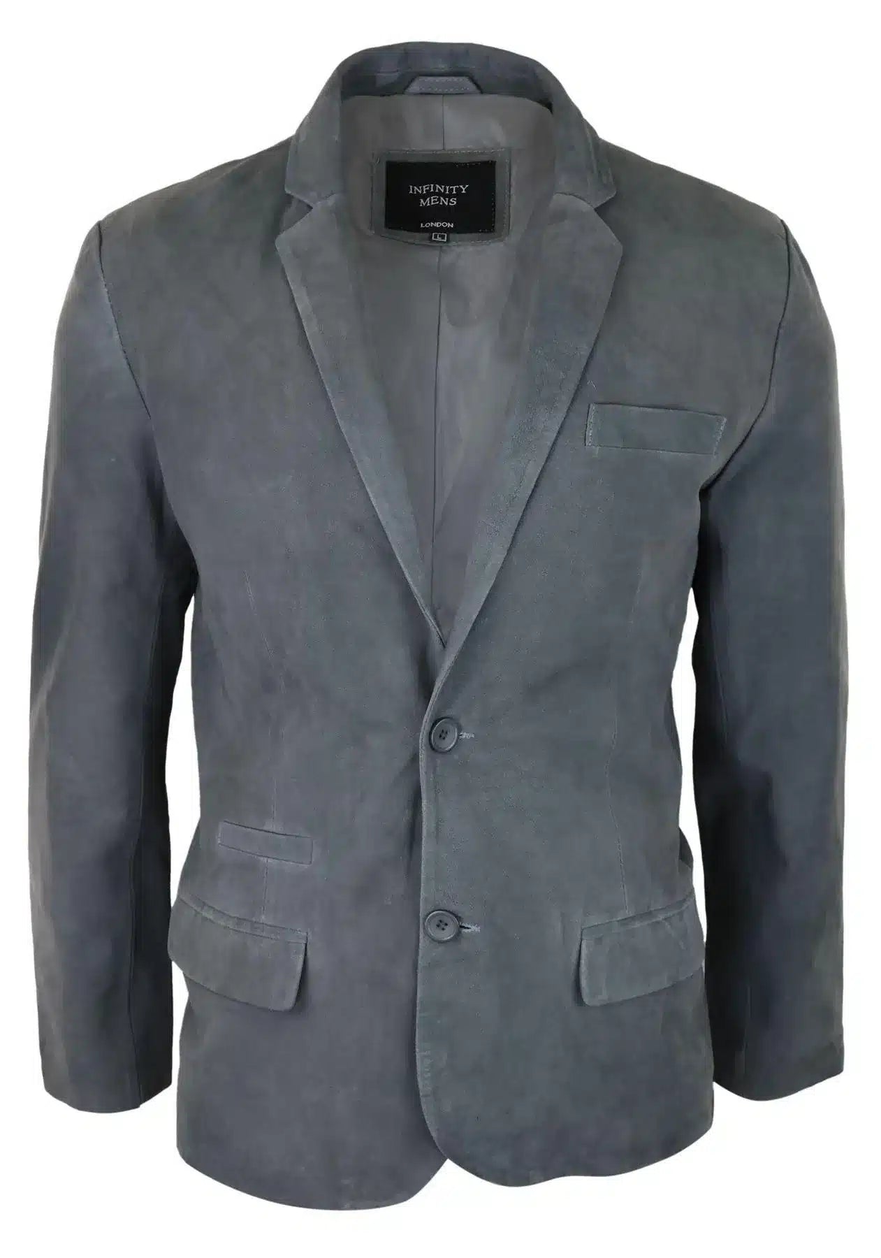 Herr Äkta Mocka Kavaj Stil Läder Herr Klassisk Vintage Smart Casual Grå