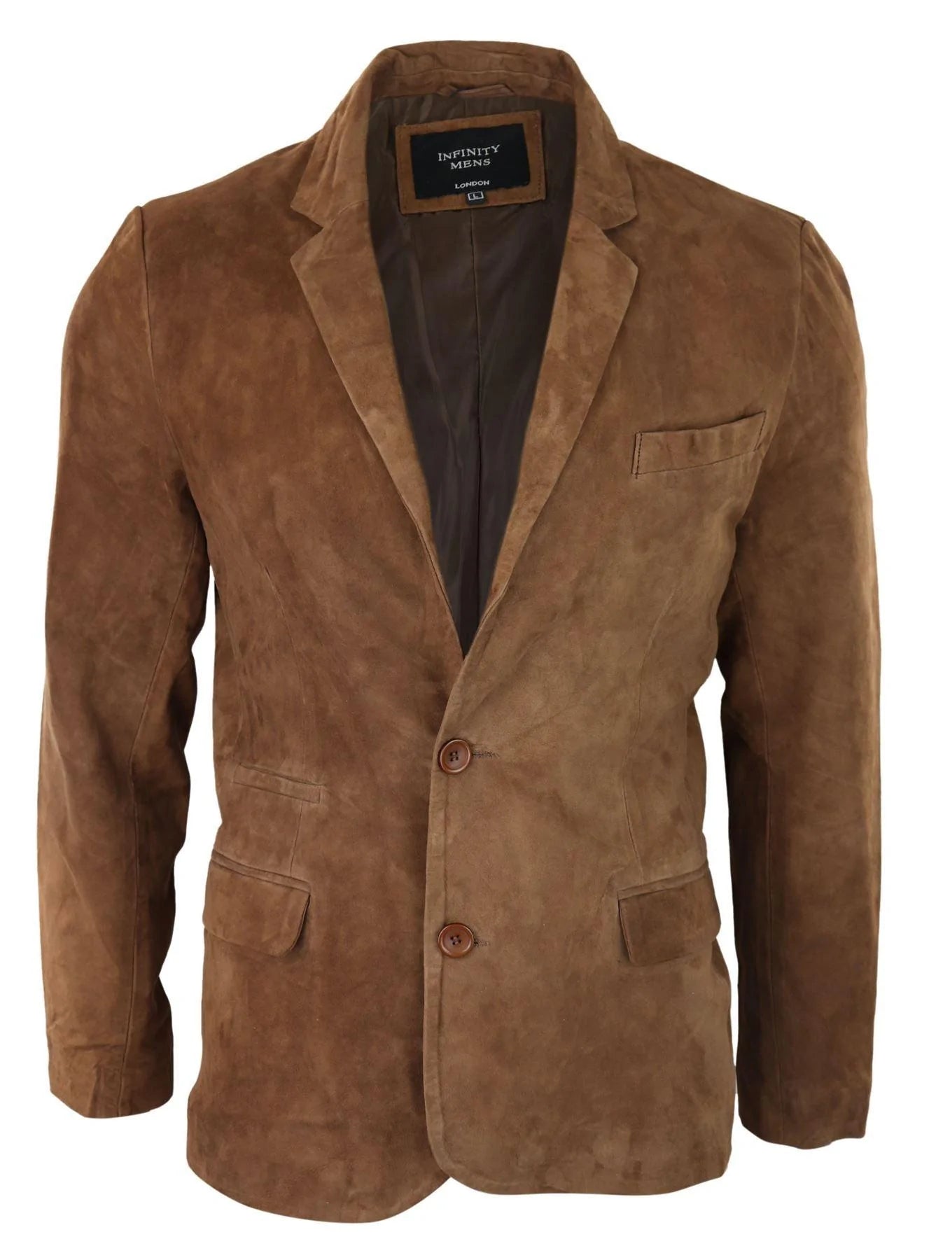 Herr Äkta Mocka Kavaj Stil Läder Herr Klassisk Vintage Smart Casual Brun