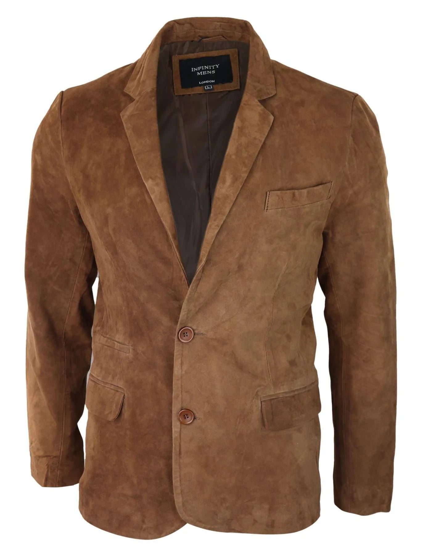 Herr Äkta Mocka Kavaj Stil Läder Herr Klassisk Vintage Smart Casual Brun