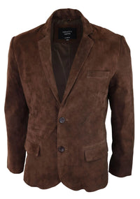 Herr Äkta Mocka Kavaj Stil Läder Herr Klassisk Vintage Smart Casual Brun