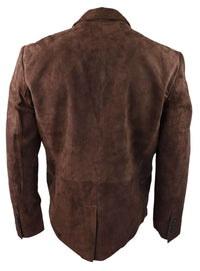 Herr Äkta Mocka Kavaj Stil Läder Herr Klassisk Vintage Smart Casual Brun