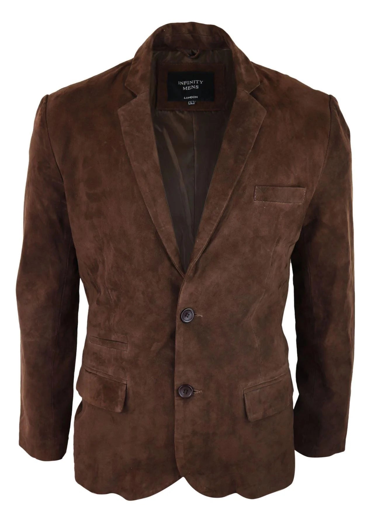Herr Äkta Mocka Kavaj Stil Läder Herr Klassisk Vintage Smart Casual Brun
