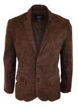 Herr Äkta Mocka Kavaj Stil Läder Herr Klassisk Vintage Smart Casual Brun