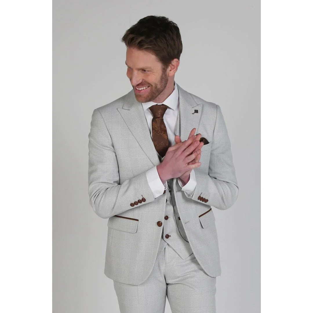 Mark - Herr Beige Rutig Kavaj