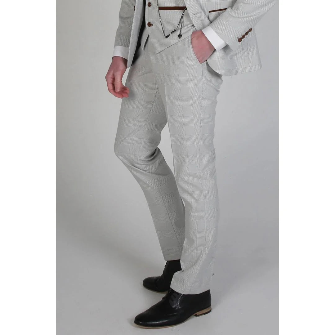 Mark - Herrbyxor i beige rutmönster