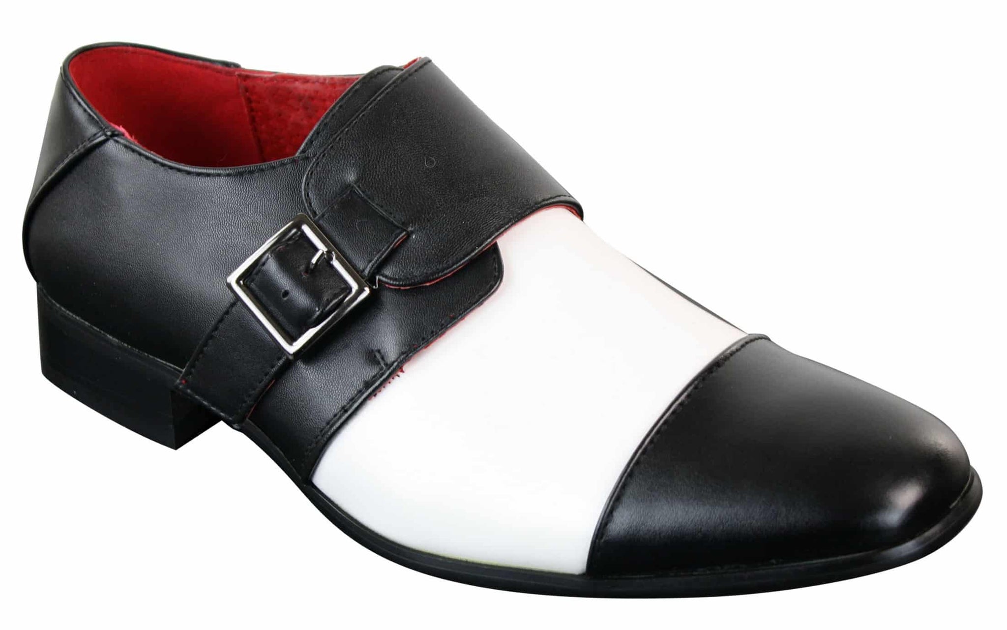 Herr Slip On Spänne Bälte Läder Inner Elegant Formell Svart Vita Skor Italiensk Design