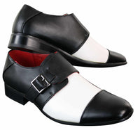 Herr Slip On Spänne Bälte Läder Inner Elegant Formell Svart Vita Skor Italiensk Design