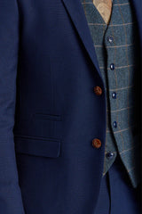 Mayfair marinblå texturerad kostym med Harris marinblå kontrasterande tweedväst