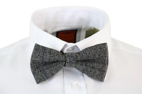 Herr Tweed Grå Fiskbensmönstrad Marc Darcy Fluga Vintage Retro