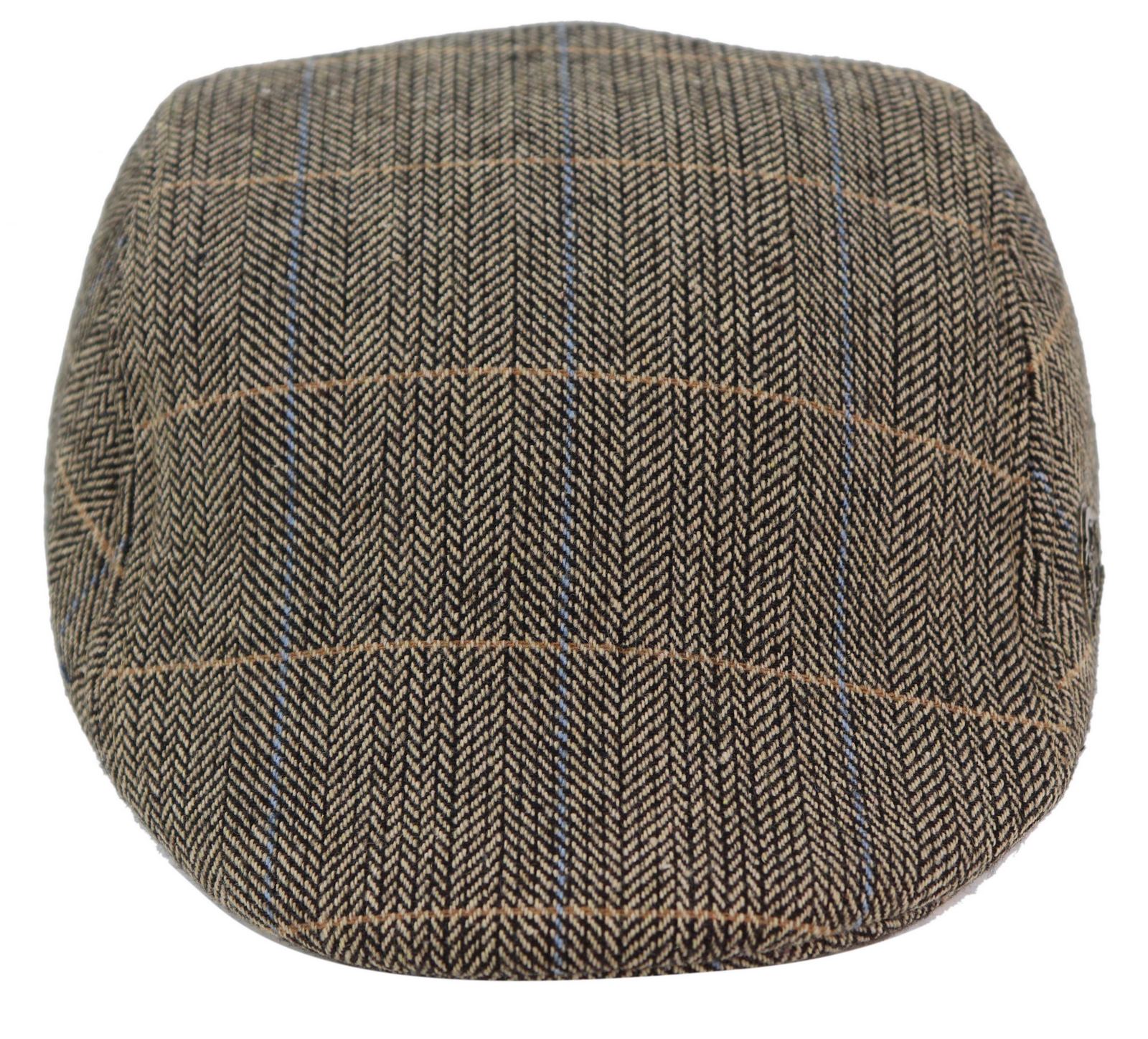 Marc Darcy DX7 Herr Tweed Vintage Retro Grandad Flat Caps Hattar Peaky Blinders Check Classic