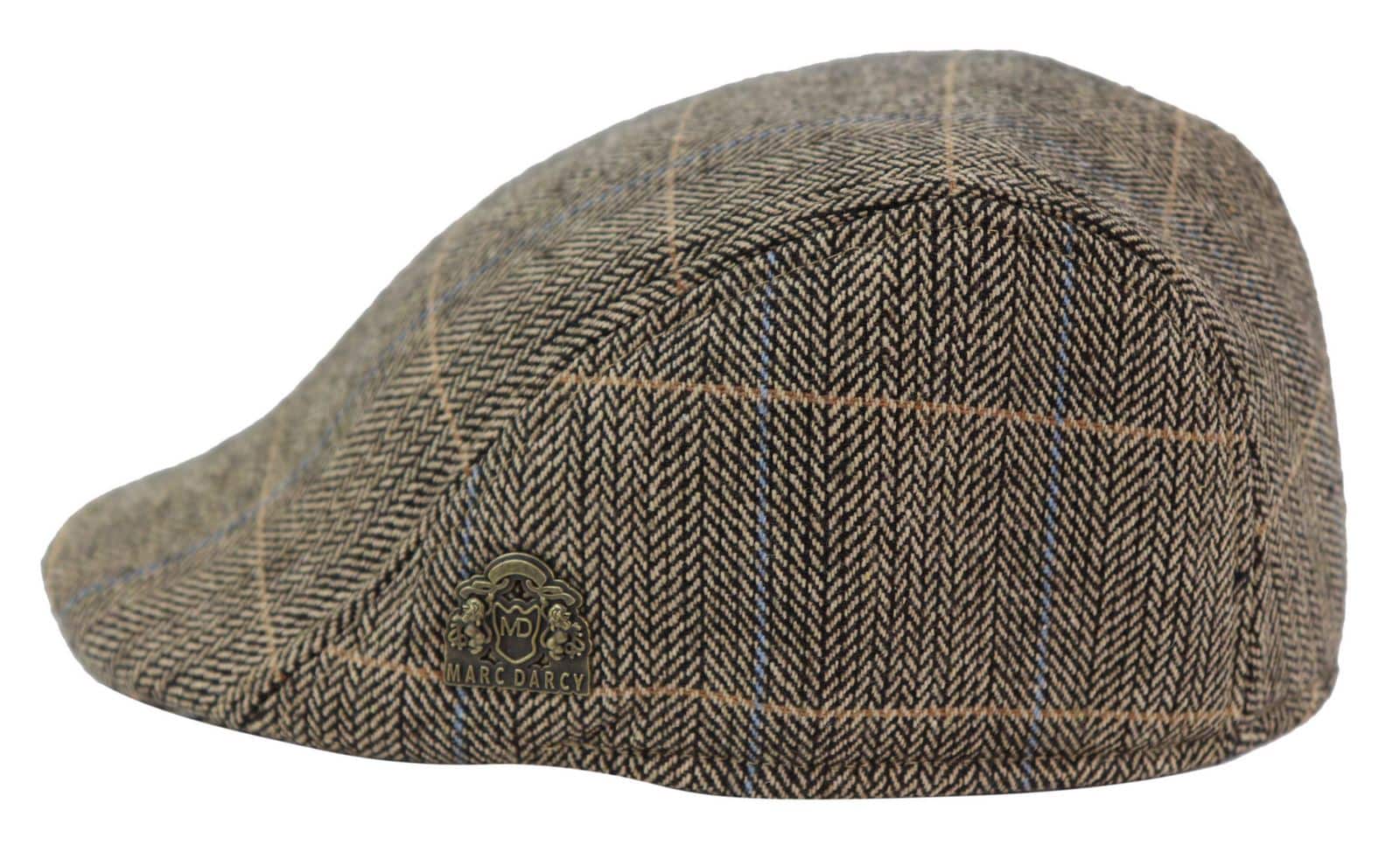 Marc Darcy DX7 Herr Tweed Vintage Retro Grandad Flat Caps Hattar Peaky Blinders Check Classic