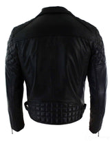 Äkta Läder Herr Bikerjacka med Dragkedja, Svart Skräddarsydd Passform Retro Casual