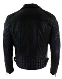 Äkta Läder Herr Bikerjacka med Dragkedja, Svart Skräddarsydd Passform Retro Casual
