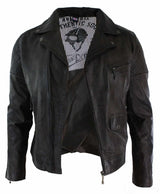 Äkta läder Vintage tvättad brun svart vinröd blå Timber Biker herrjacka med korsad dragkedja Retro Casual-Zulu brun