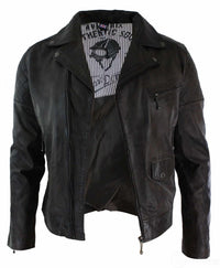 Äkta läder Vintage tvättad brun svart vinröd blå Timber Biker herrjacka med korsad dragkedja Retro Casual-Zulu brun