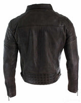 Äkta läder Vintage tvättad brun svart vinröd blå Timber Biker herrjacka med korsad dragkedja Retro Casual-Zulu brun